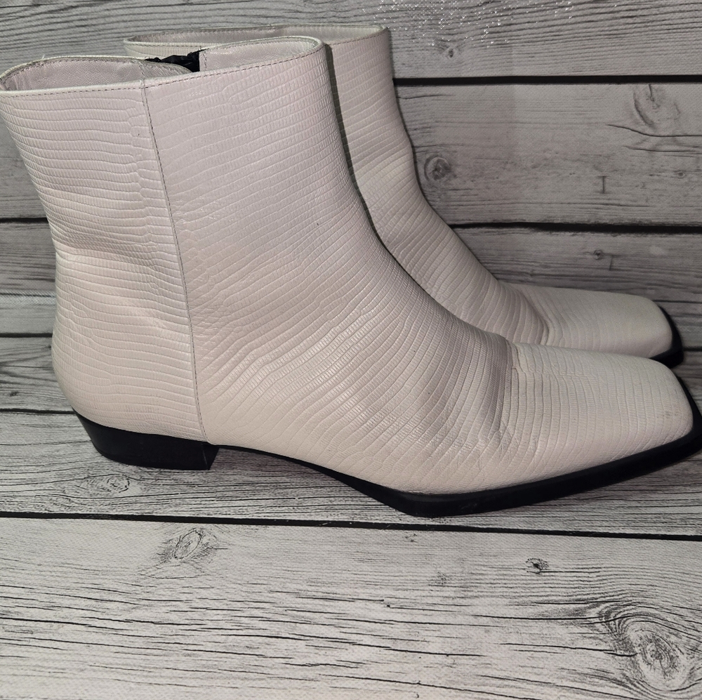 FRAME Womens LE Maddox White Leather Ankle Boots EU Size 41.5 Pre-Owned